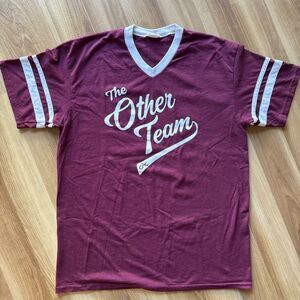 Closets are for Clothes The Other Team Maroon Raglan Sleeve Shirt Retro Sz L